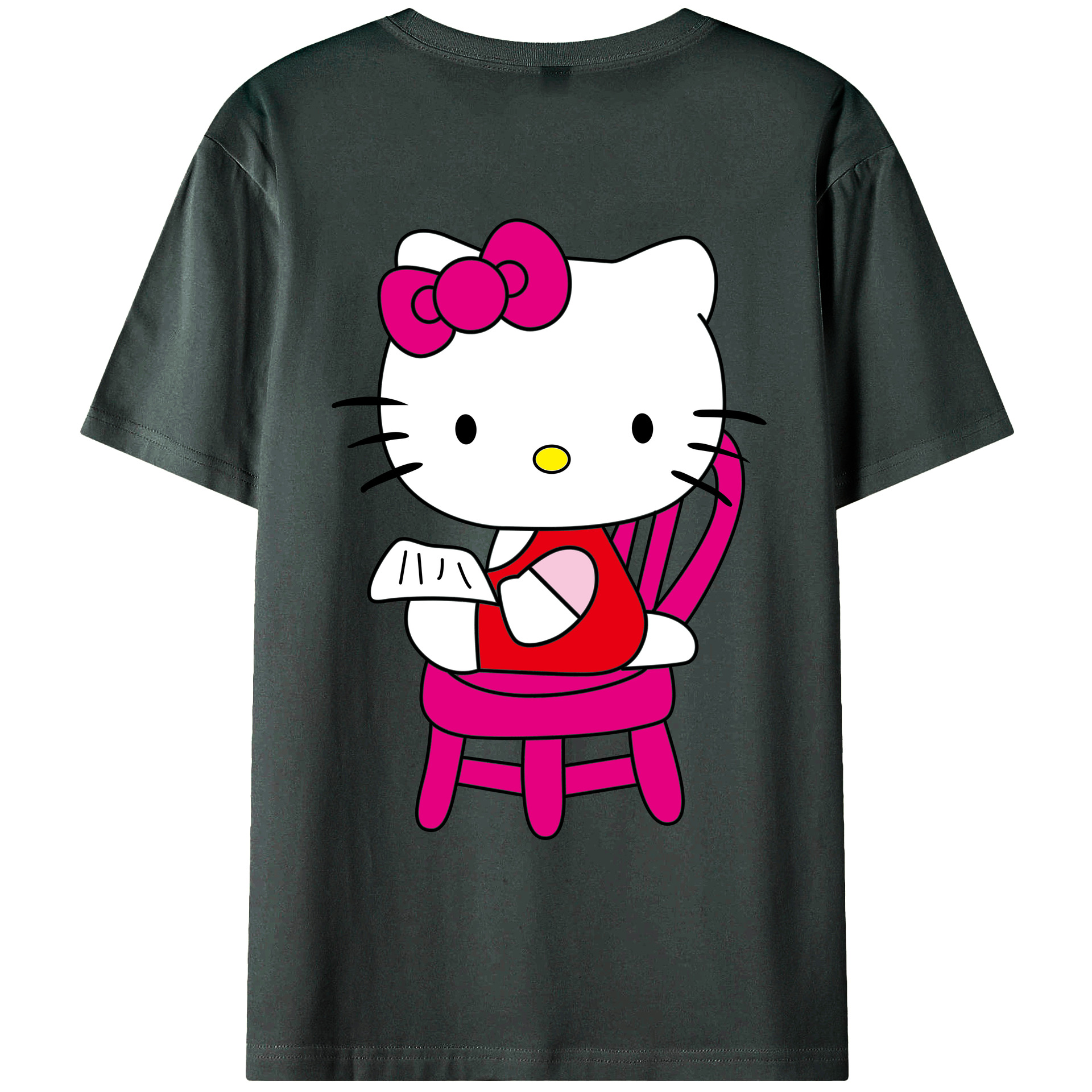 （画像用） Hello Kitty ハローキティ 綿100％ メンズ半袖Tシャツ（バックプリント） 通気性